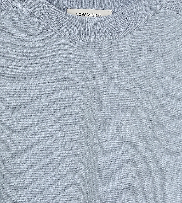 LC Waikiki  Round Neck Sweaters - Light Blue Round Neck Sweaters