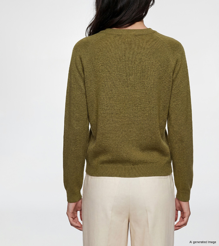 LC Waikiki  Round Neck Sweaters - Olive Round Neck Sweaters