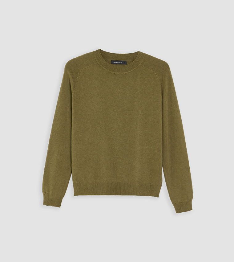 LC Waikiki  Round Neck Sweaters - Olive Round Neck Sweaters