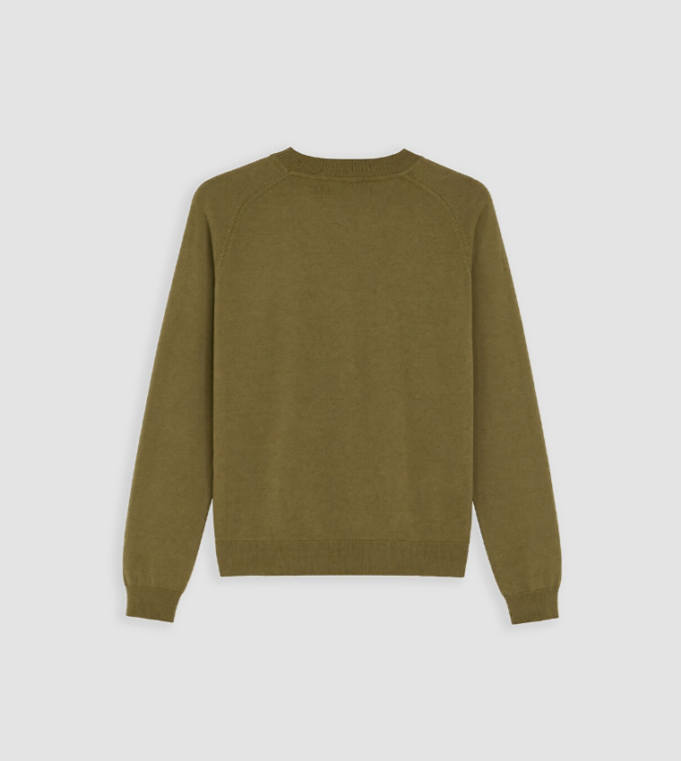 LC Waikiki  Round Neck Sweaters - Olive Round Neck Sweaters