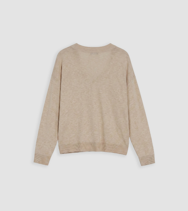 اٍل سي واي كيكي  سترات بياقة V  - بيج فاتح V-neck Sweaters