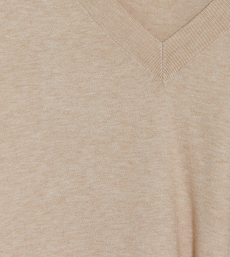 اٍل سي واي كيكي  سترات بياقة V  - بيج فاتح V-neck Sweaters