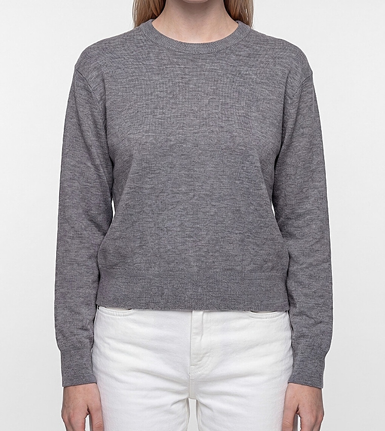 Solid Crew Neck Sweater