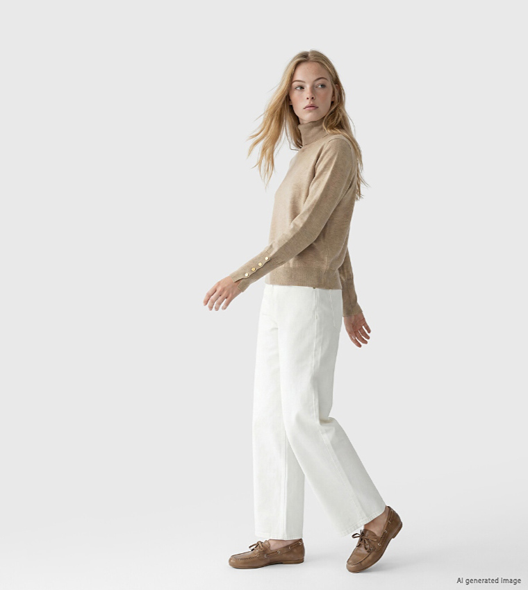 LC Waikiki  Turtleneck Sweaters - Beige Turtle neck Sweaters