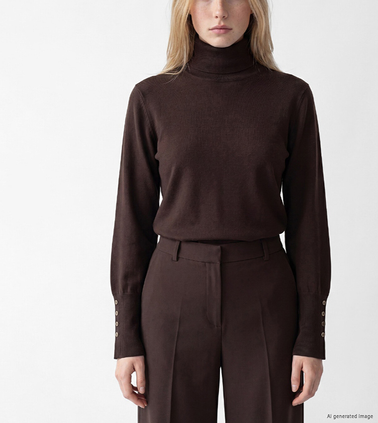 LC Waikiki  Turtleneck Sweaters - Brown Turtle neck Sweaters