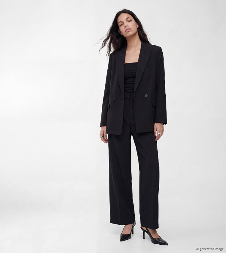 Solid Double Breasted Blazer