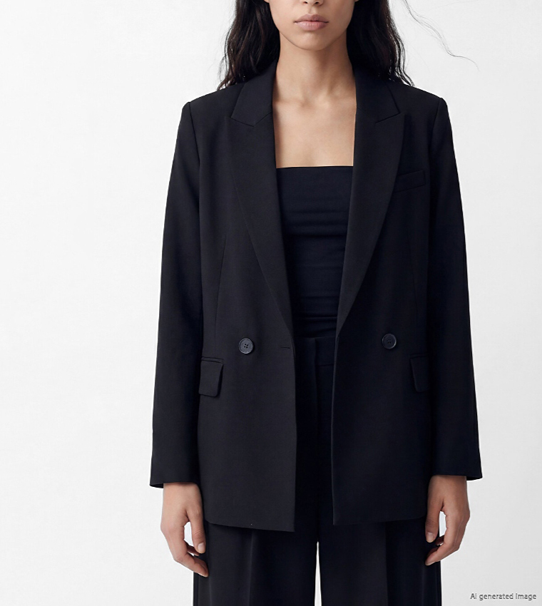 Solid Double Breasted Blazer