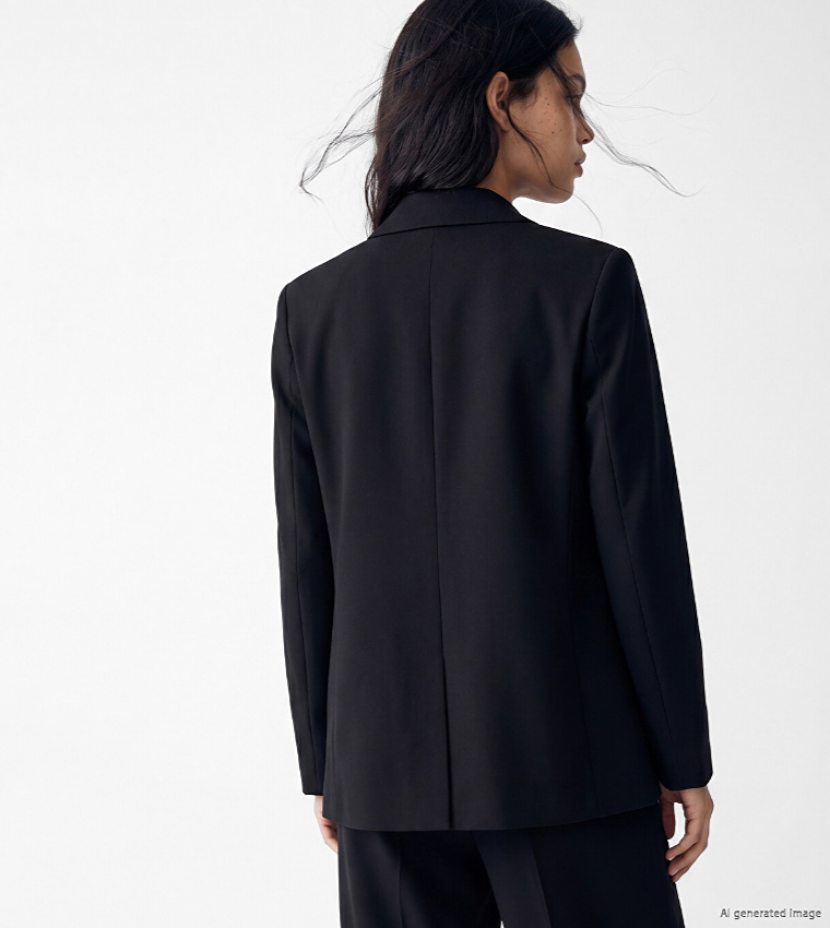 Solid Double Breasted Blazer