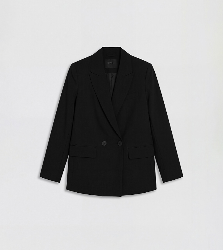 Solid Double Breasted Blazer