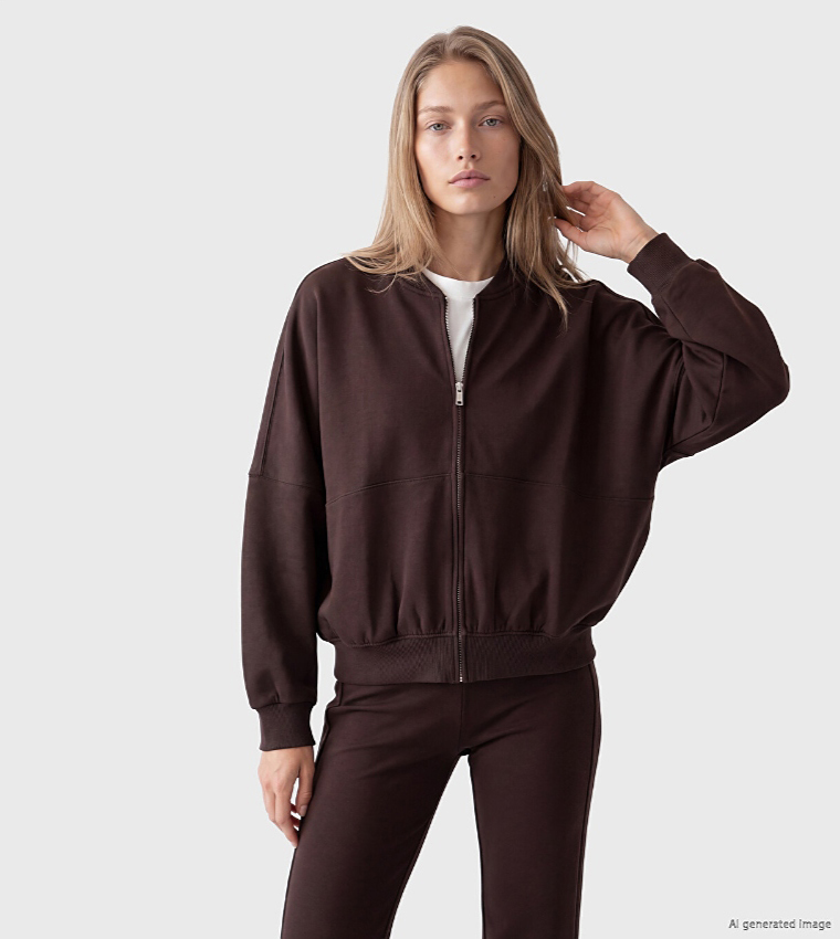 Solid High Neck Oversized Jacket