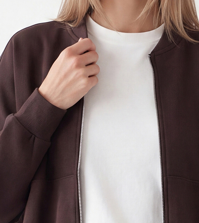 Solid High Neck Oversized Jacket