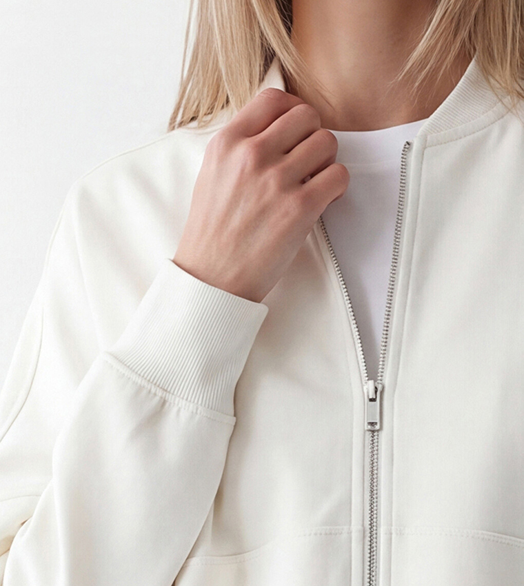 Solid High Neck Oversized Jacket
