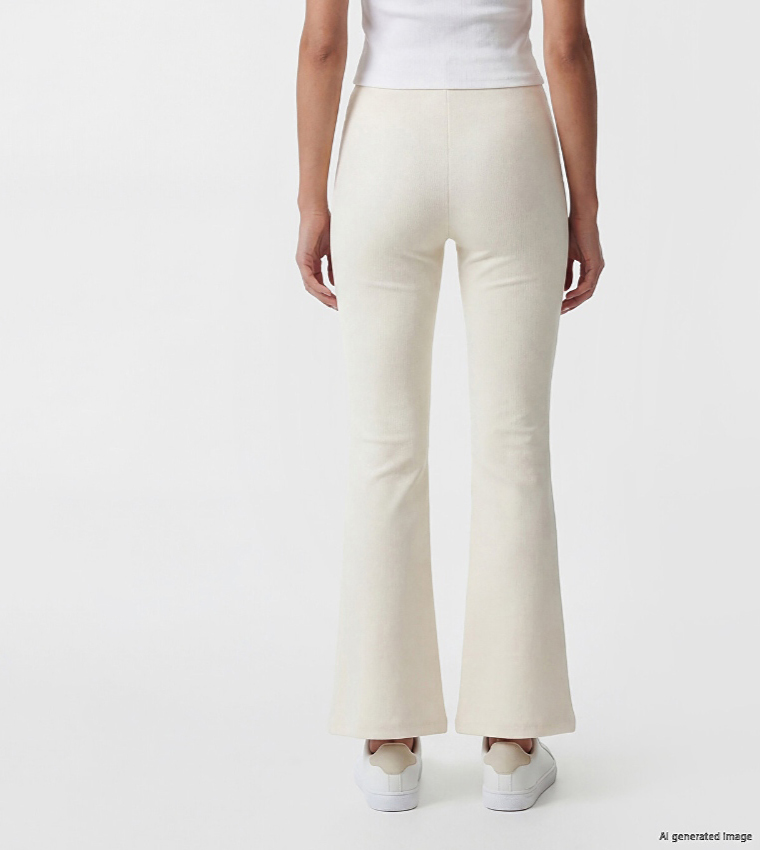 Solid Drawstring Waist Flared Pants