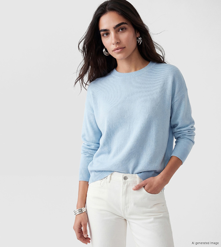 LC Waikiki  Round Neck Sweaters - Light Blue Round Neck Sweaters