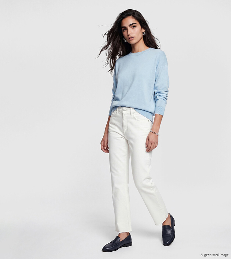 LC Waikiki  Round Neck Sweaters - Light Blue Round Neck Sweaters