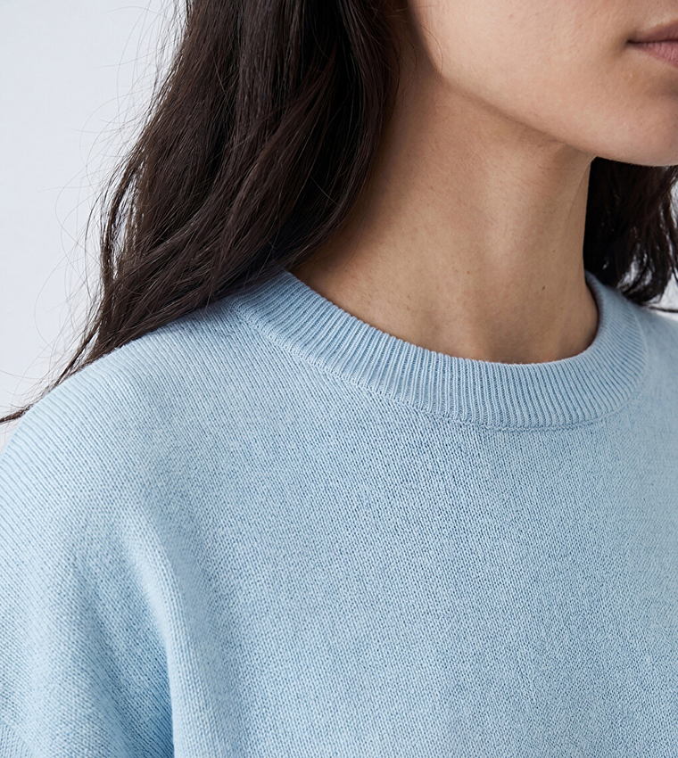 LC Waikiki  Round Neck Sweaters - Light Blue Round Neck Sweaters
