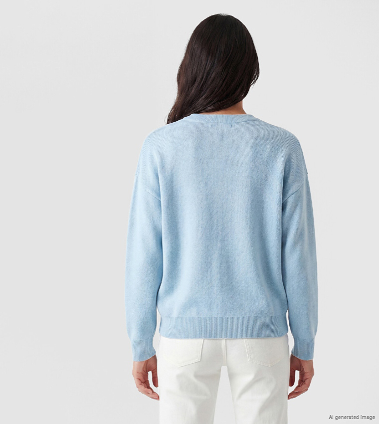 LC Waikiki  Round Neck Sweaters - Light Blue Round Neck Sweaters