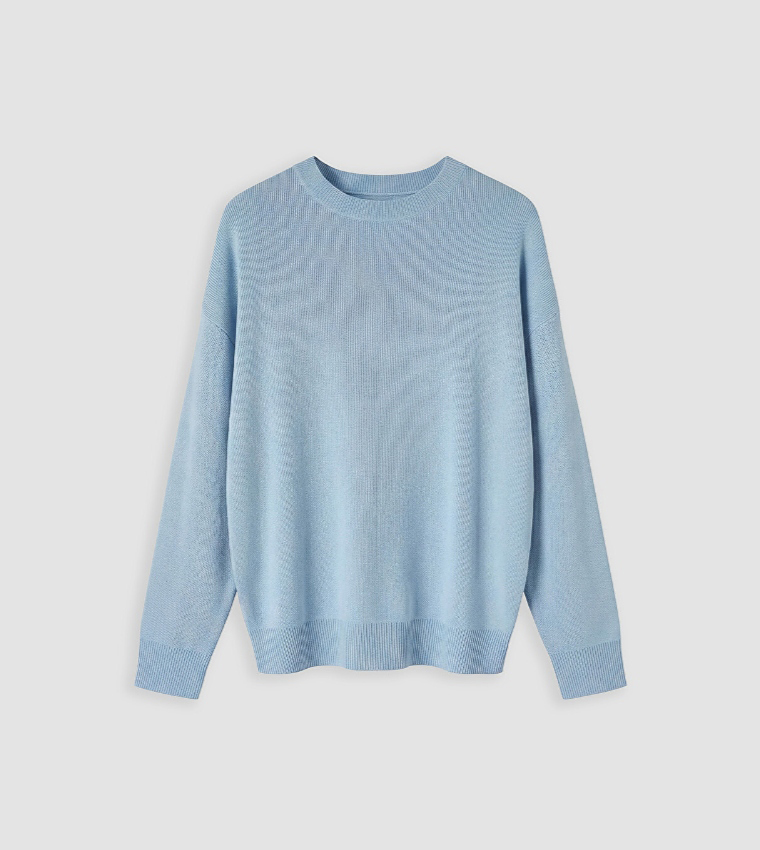 LC Waikiki  Round Neck Sweaters - Light Blue Round Neck Sweaters