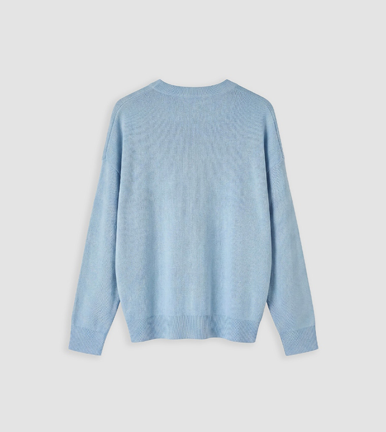 LC Waikiki  Round Neck Sweaters - Light Blue Round Neck Sweaters