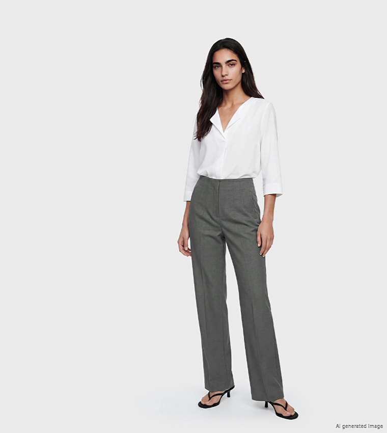 Solid Pleat Detail Wide Leg Trousers