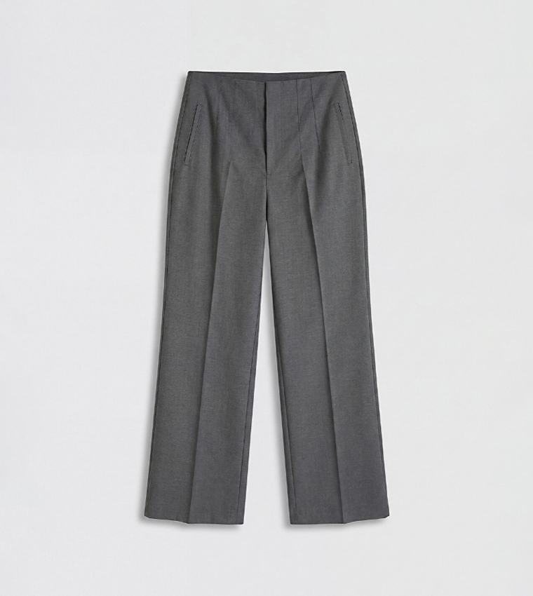 Solid Pleat Detail Wide Leg Trousers