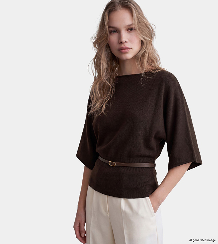 Solid Boat Neck Sweater