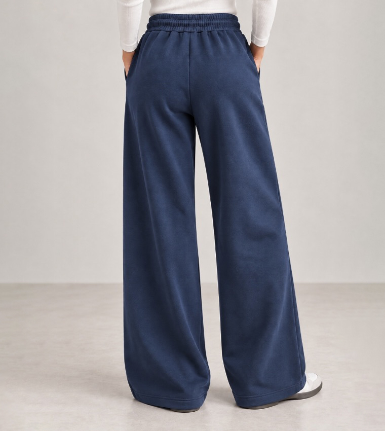 Solid Drawstring Wide Leg Sweatpants