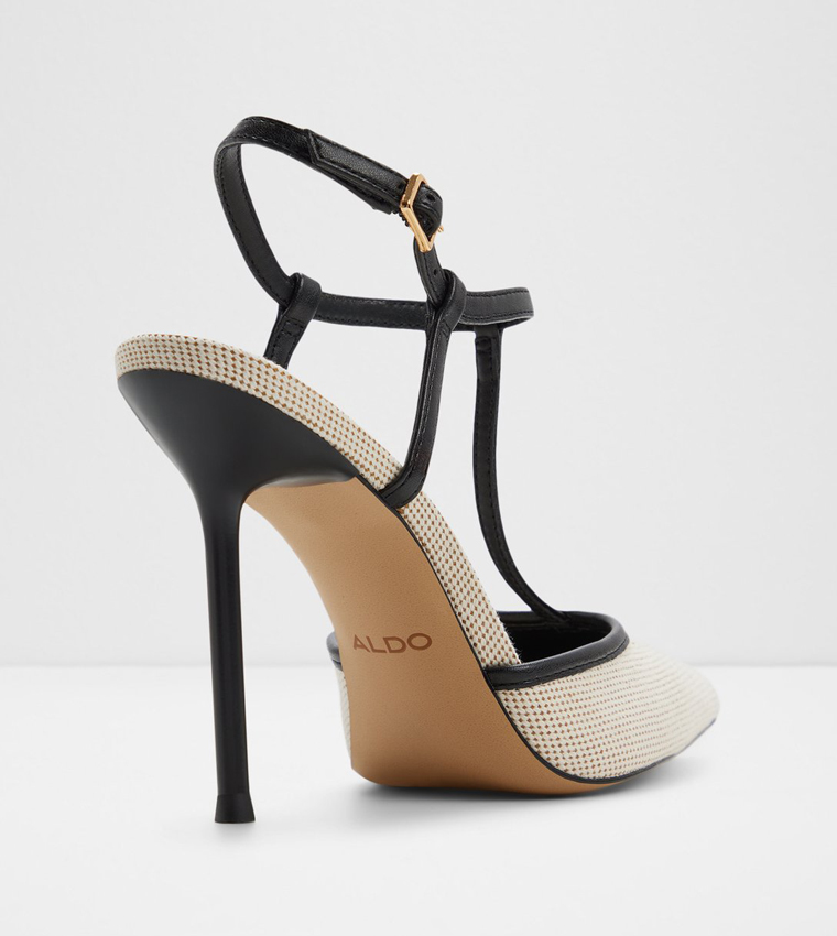 LEONNA Textured Ankle Strap Mule Pumps