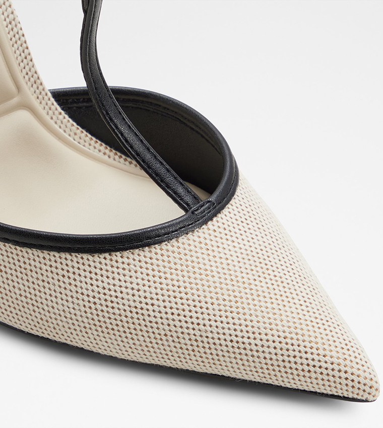 LEONNA Textured Ankle Strap Mule Pumps