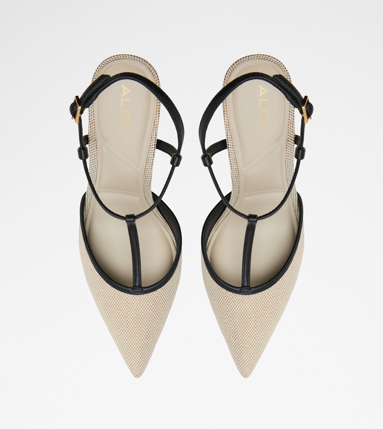 LEONNA Textured Ankle Strap Mule Pumps