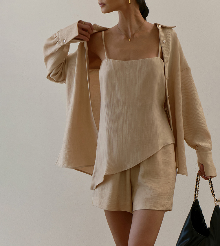 Textured Drawstring Shorts