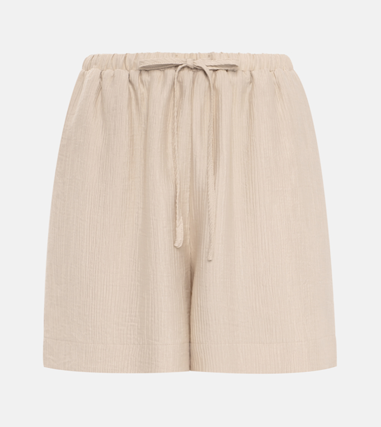 Textured Drawstring Shorts