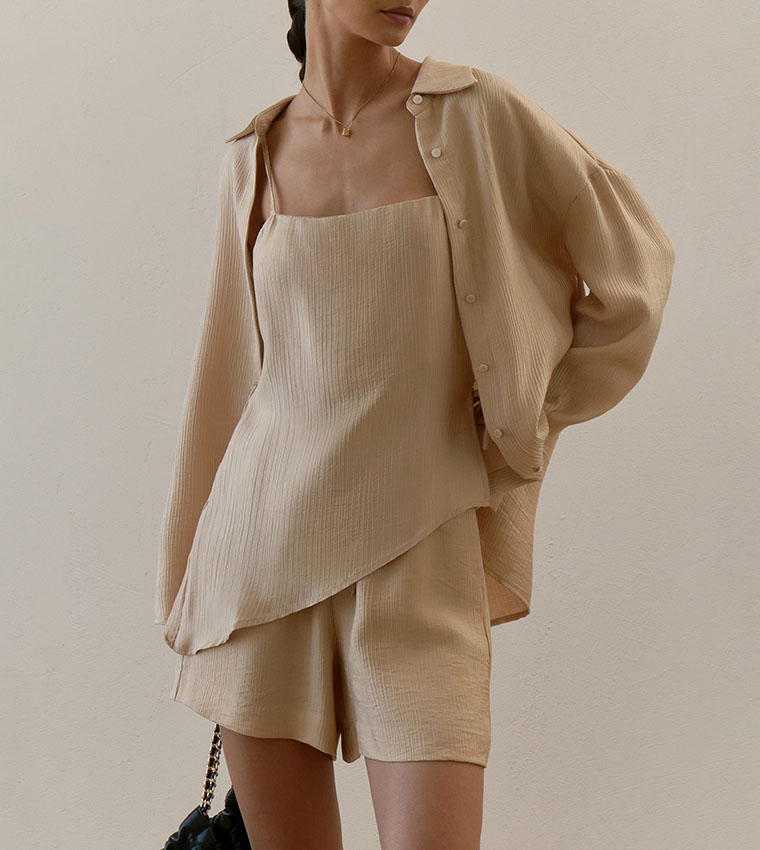 Textured Drawstring Shorts