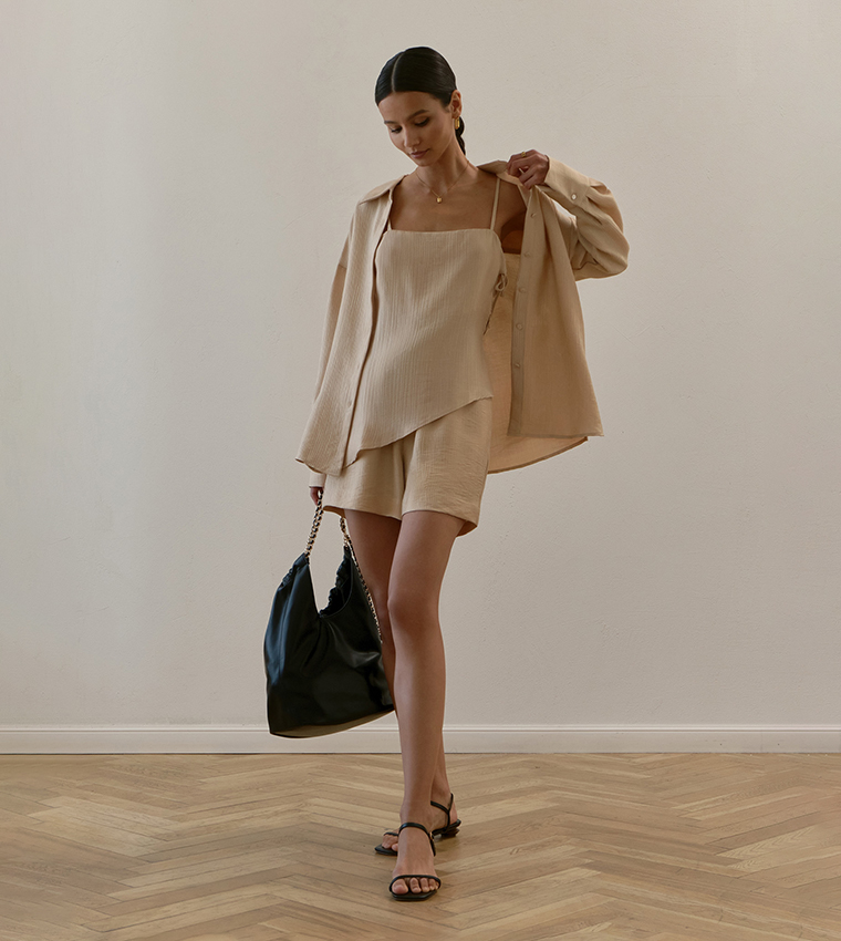Textured Drawstring Shorts