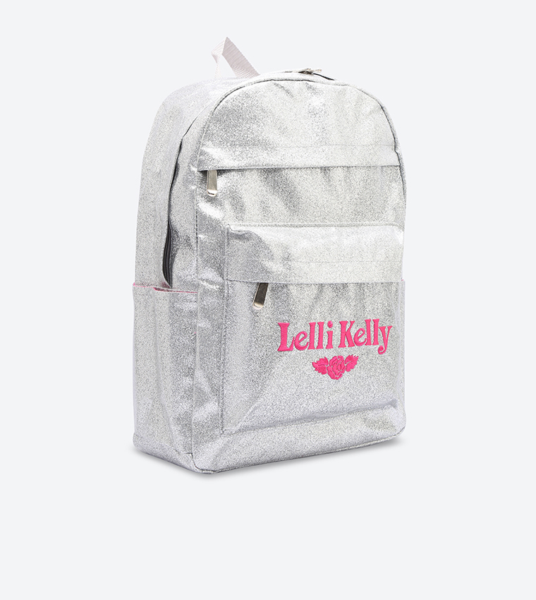Sparkly Glitter School Rucksack Backpack - Silver LK 8297
