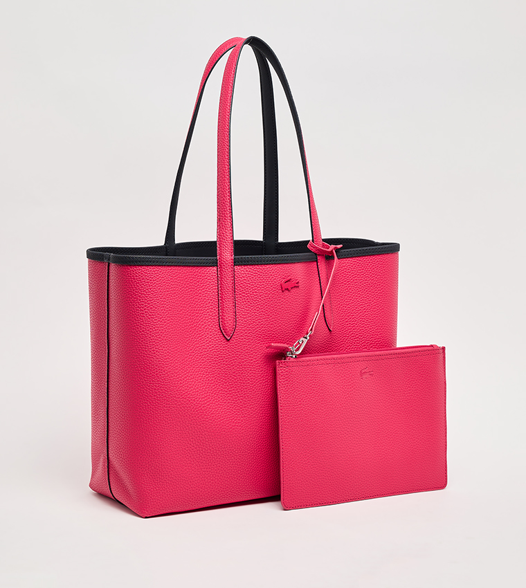 Textured Reversable Tote Bag with Pouch