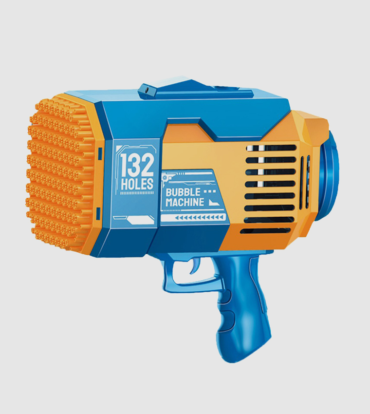 132 Holes Bubble Machine Gun with Light/Bubble Maker for Indoor & Outdoor- Orange