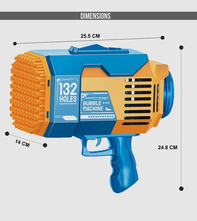 132 Holes Bubble Machine Gun with Light/Bubble Maker for Indoor & Outdoor- Orange