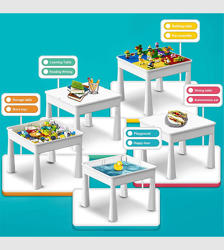 طاولة ألعاب 4 في 1 مع مكعبات 350 قطعة