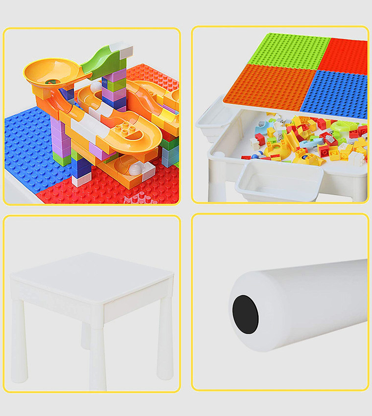 طاولة ألعاب 4 في 1 مع مكعبات 350 قطعة