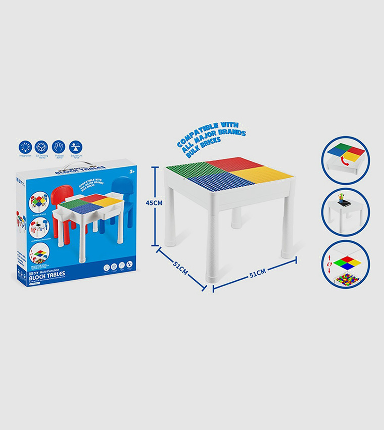 طاولة ألعاب 4 في 1 مع مكعبات 350 قطعة