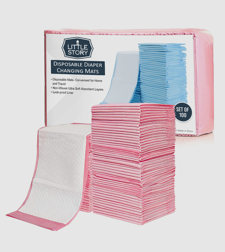 Pack Of 100 Disposable Diaper Changing Mats - Pink