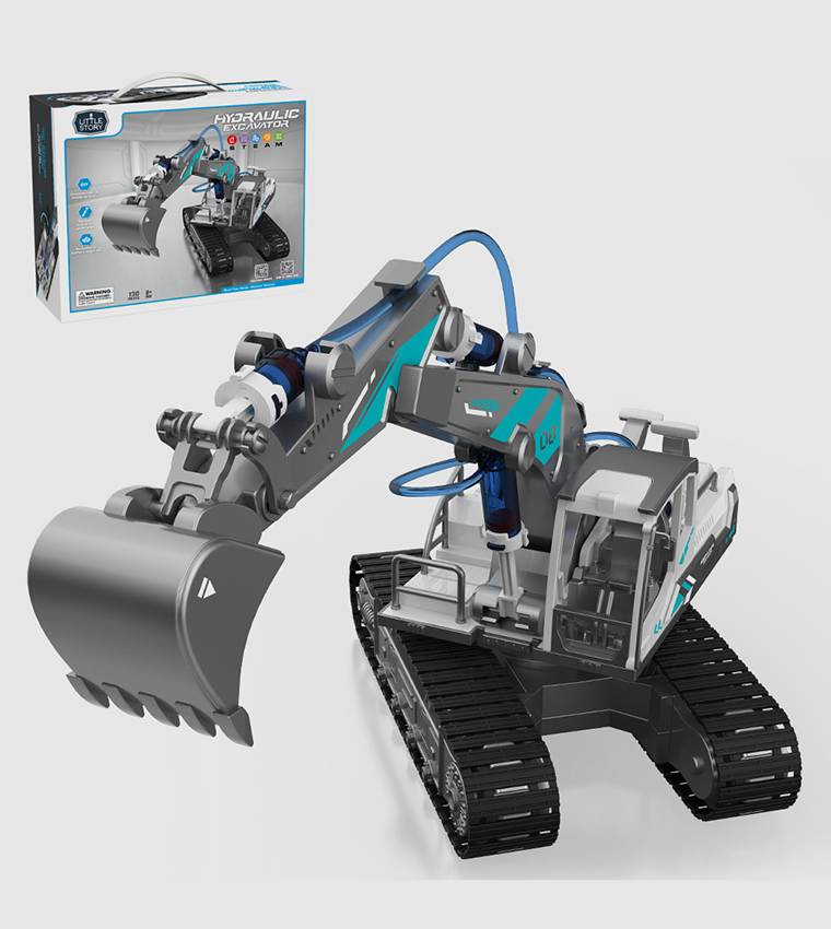 DIY Hydraulic Power Principle based 3-IN-1 Excavator/ Bulldozer/ JCB Toy (130 Pcs), STEM Series