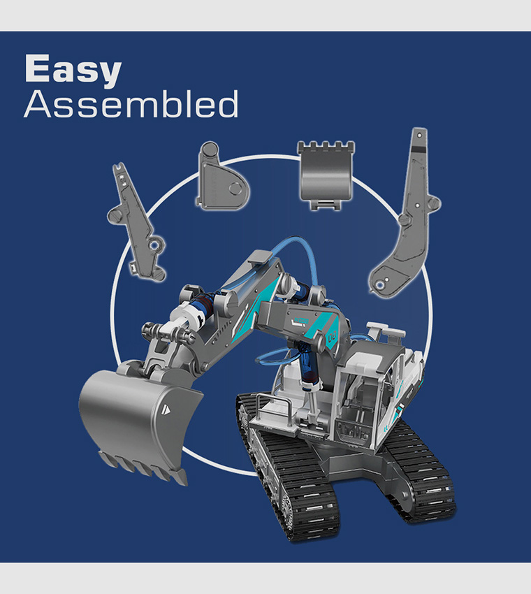 DIY Hydraulic Power Principle based 3-IN-1 Excavator/ Bulldozer/ JCB Toy (130 Pcs), STEM Series