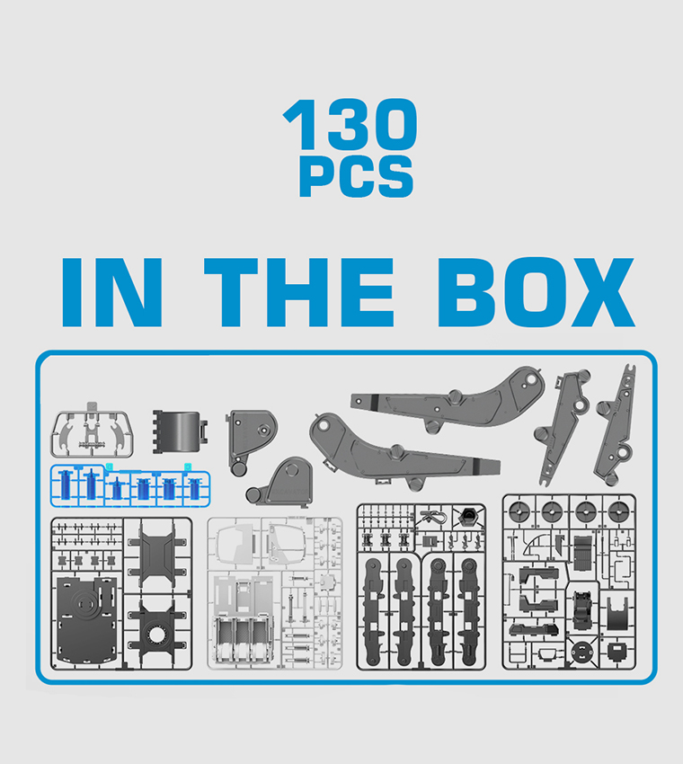DIY Hydraulic Power Principle based 3-IN-1 Excavator/ Bulldozer/ JCB Toy (130 Pcs), STEM Series