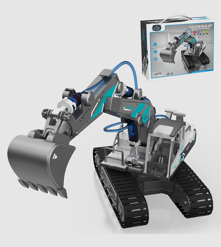 DIY Hydraulic Power Principle based 3-IN-1 Excavator/ Bulldozer/ JCB Toy (130 Pcs), STEM Series