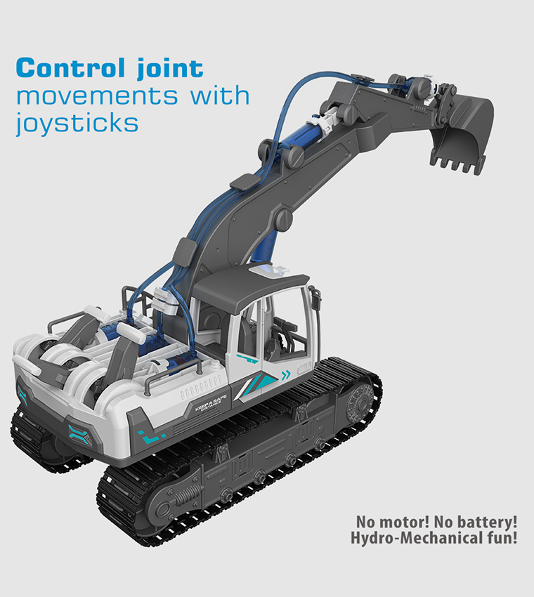 DIY Hydraulic Power Principle based 3-IN-1 Excavator/ Bulldozer/ JCB Toy (130 Pcs), STEM Series