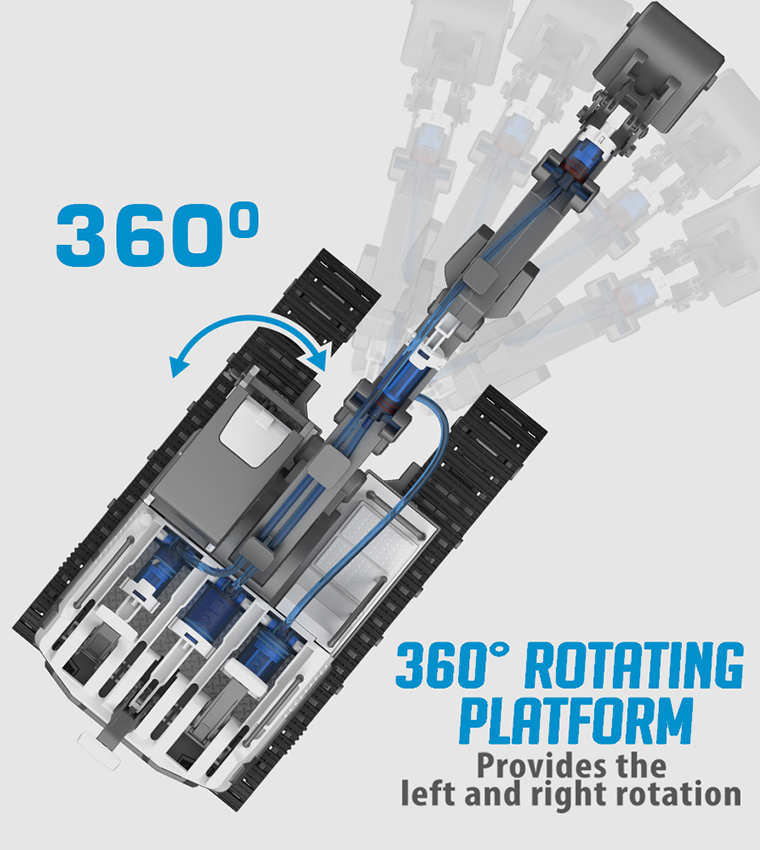 DIY Hydraulic Power Principle based 3-IN-1 Excavator/ Bulldozer/ JCB Toy (130 Pcs), STEM Series