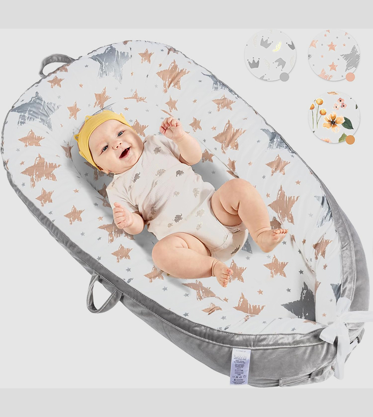 Soft Breathable Fiberfill Newborn Lounger Bed - Galaxy Grey