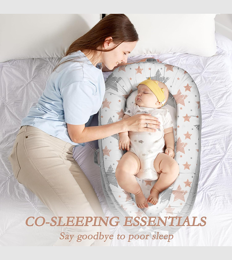 Soft Breathable Fiberfill Newborn Lounger Bed - Galaxy Grey